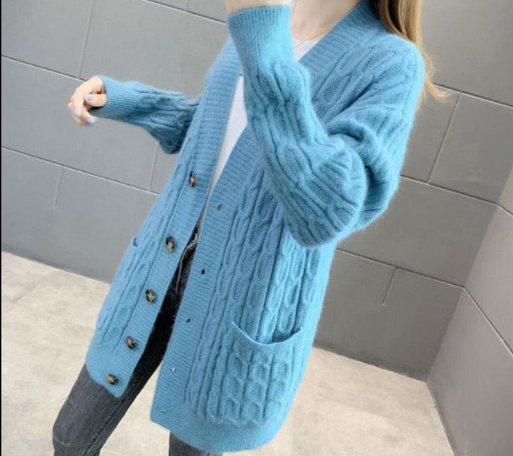 Autumn Winter Solid Long Cardigan