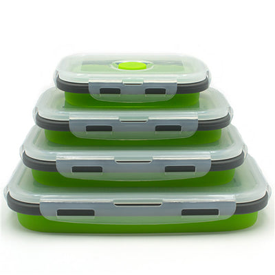 4pcs/set Silicone Rectangle Lunch Box