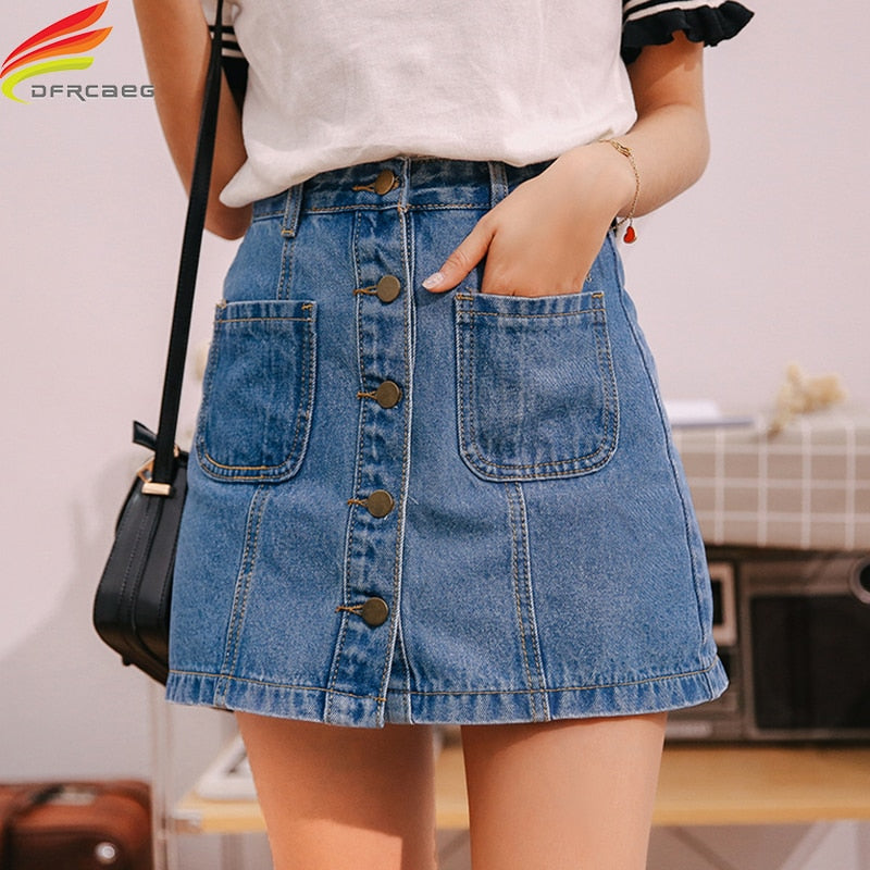 Denim Skirt High Waist A-line Mini Skirts