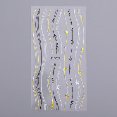 3D Gold Curve Stripe Line Nail Sticker