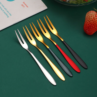 Stainless Steel Gold Fruit Fork Set