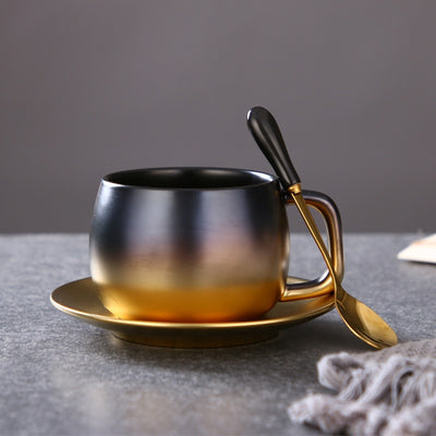 Luxury Black & Gold Ceramic Coffee Cup