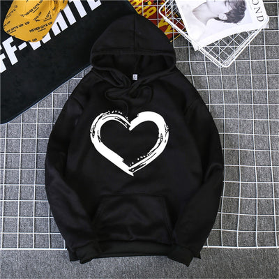 O Neck Heart Hoodies Sweatshirt