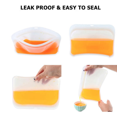 3pcs/Pack Silicone Reusable Food Storage Bags