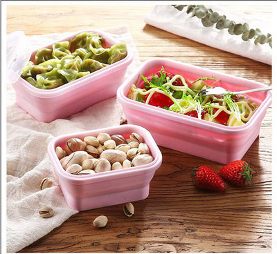 4pcs/set Silicone Rectangle Lunch Box