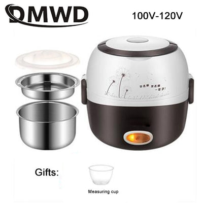 Mini Electric Rice Cooker Stainless Steel 2/3 Layers Food Container