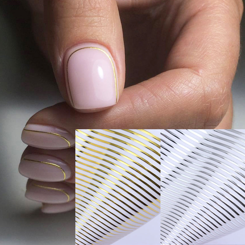 3D Gold Curve Stripe Line Nail Sticker