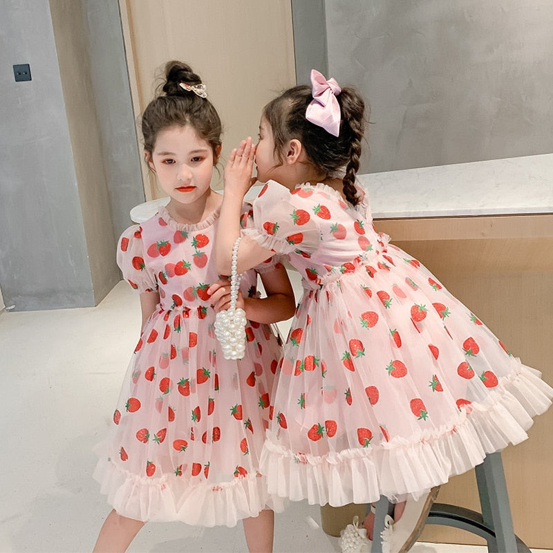 Puff Sleeve Strawberry Princess Dress