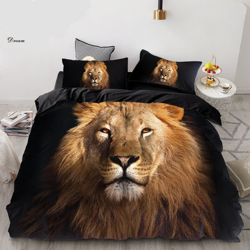 Lion Tiger Wolf Animal Pattern Bedding Sets