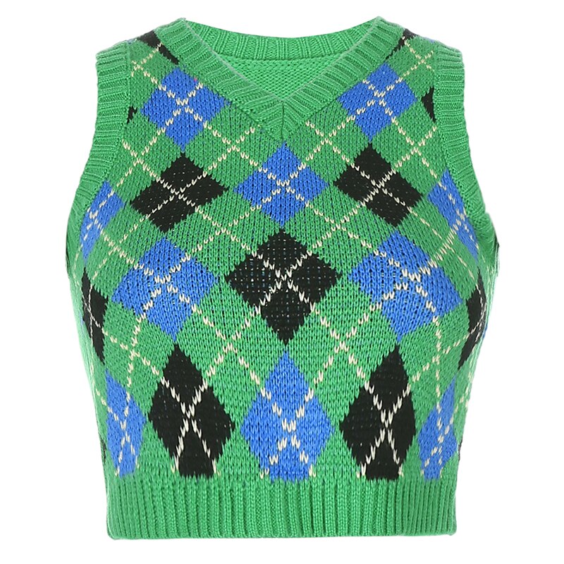 Argyle Style Knitted Top