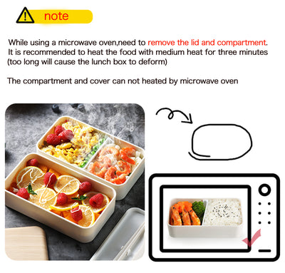 Microwave Double Layer Lunch Box Wooden Style