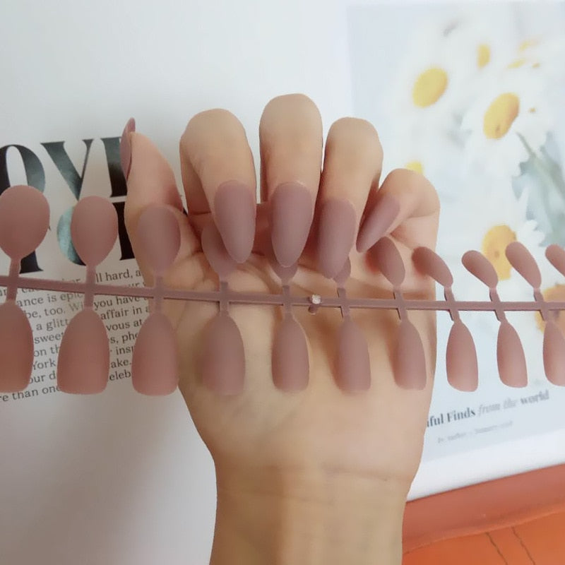 24pcs Fake Nails Solid Color