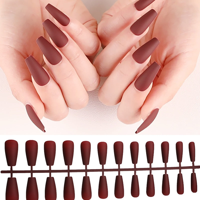 24pcs Fake Nails Solid Color