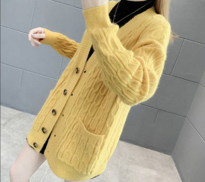 Autumn Winter Solid Long Cardigan