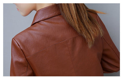 New PU Leather Jacket Women