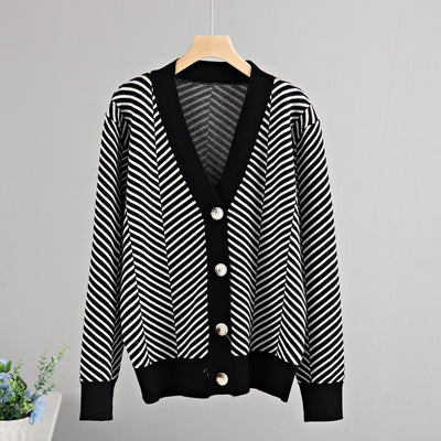 Single Breasted V Neck Women's Tree Cardigan