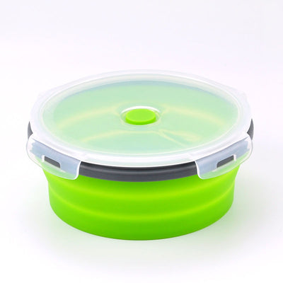 Round Silicone Folding Lunch Box Set Microwaveable