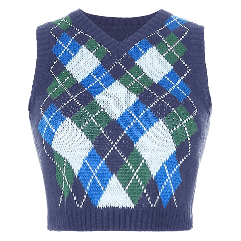 Argyle Style Knitted Top