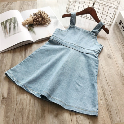 Sleeveless Denim Wash Strap Dress