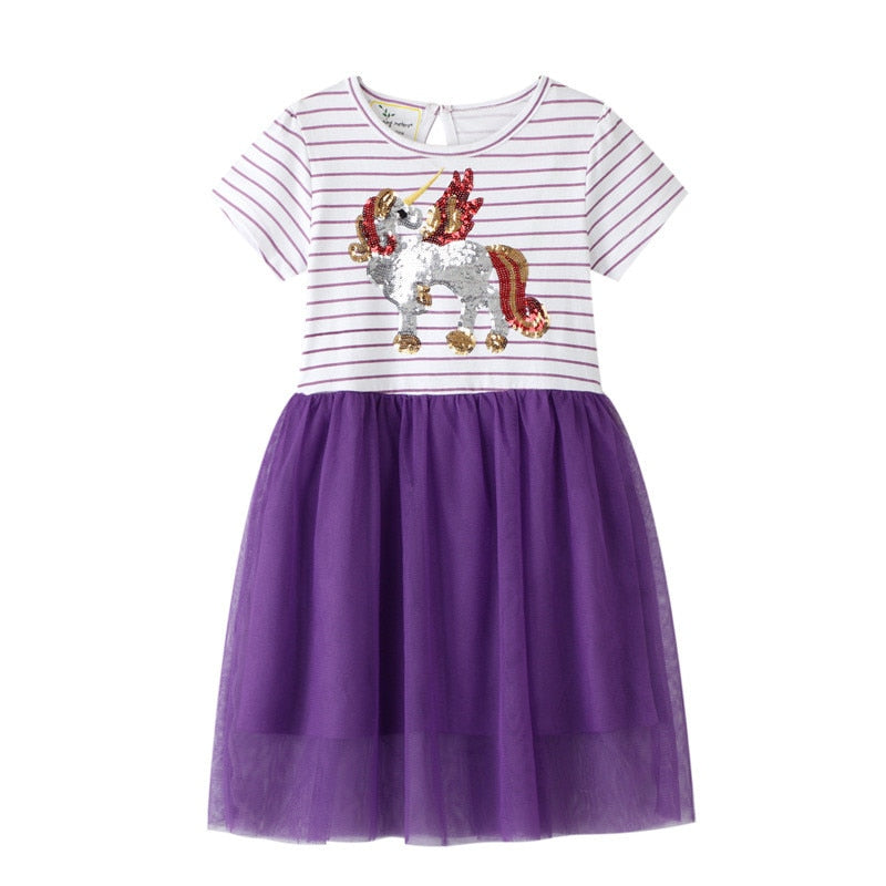 Embroidery Unicorn Dress for Girls C