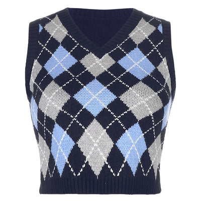 Argyle Style Knitted Top