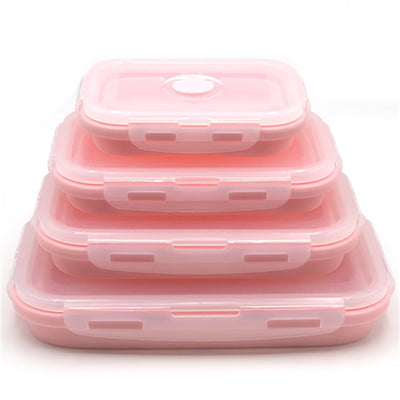 4pcs/set Silicone Rectangle Lunch Box