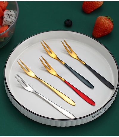 Stainless Steel Gold Fruit Fork Set