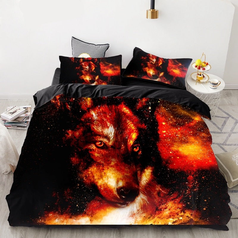 Lion Tiger Wolf Animal Pattern Bedding Sets