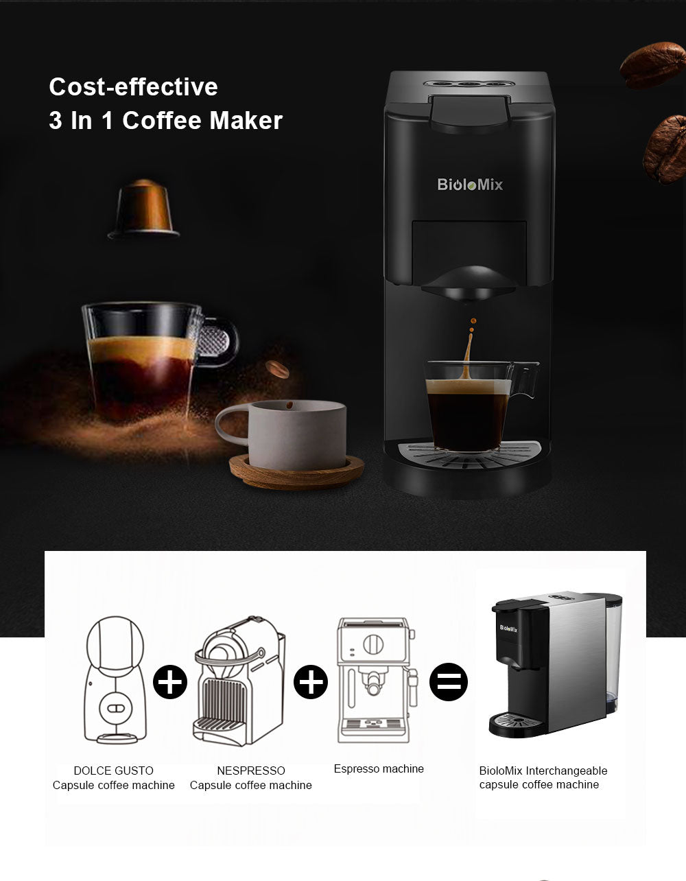 3 in 1 Espresso Coffee Machine