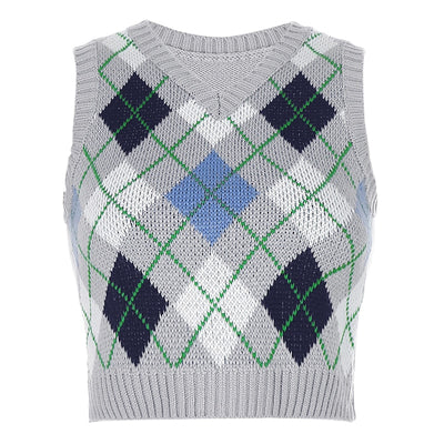 Argyle Style Knitted Top