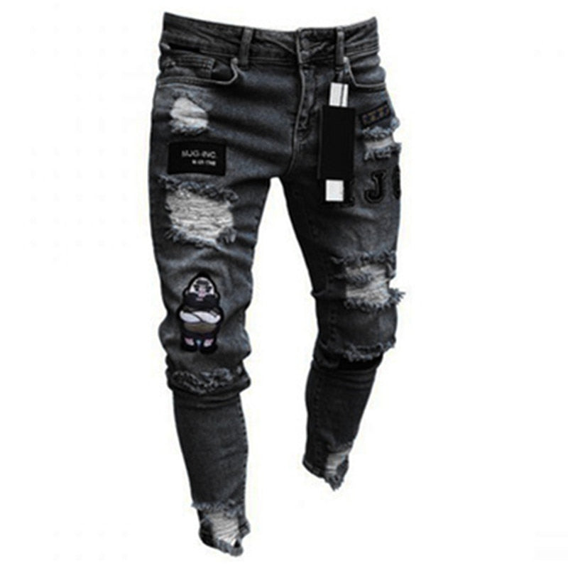 Slim-Fit Ripped Men's Jeans