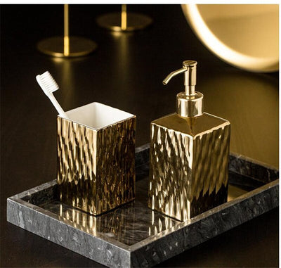 Gold & Silver Ceramic Bathroom Soap Dispenser