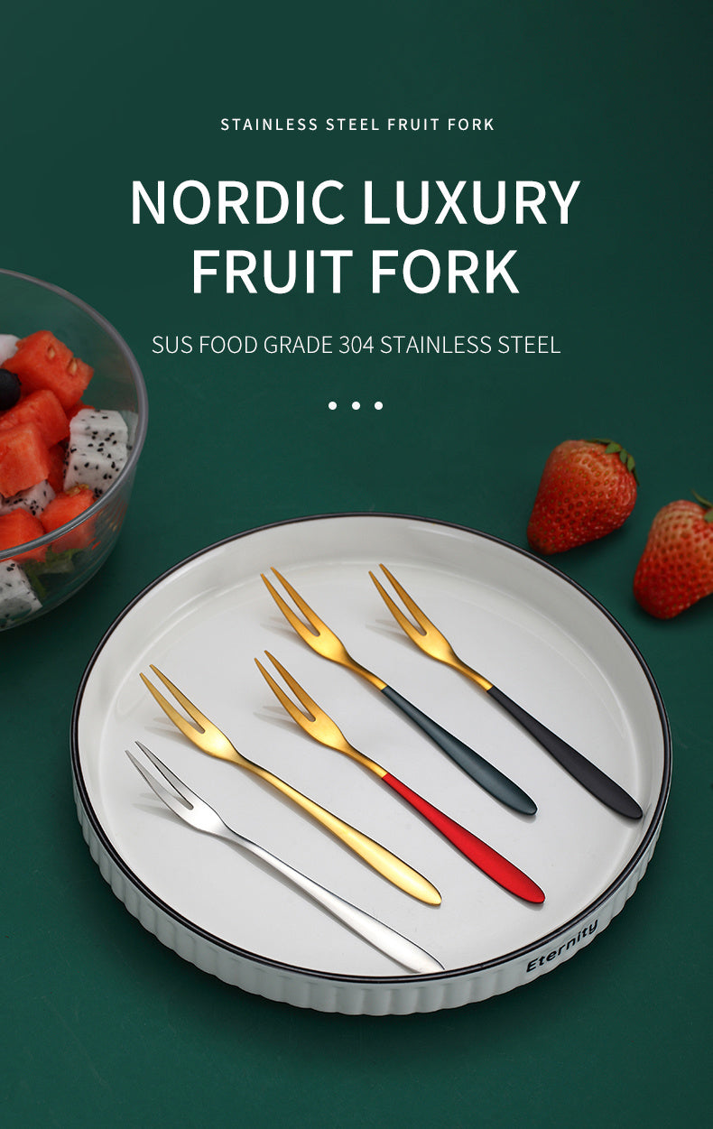 Stainless Steel Gold Fruit Fork Set