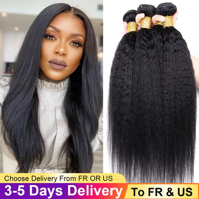 Kinky Straight Hair Bundles 100% Human Hair Extensions