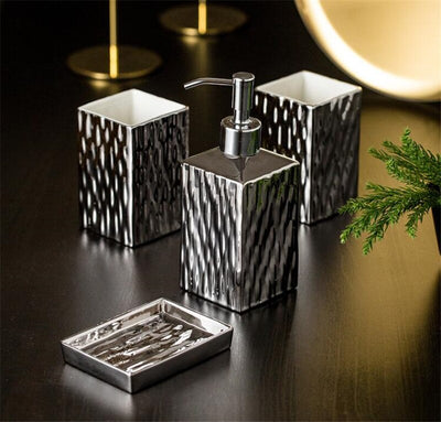 Gold & Silver Ceramic Bathroom Soap Dispenser