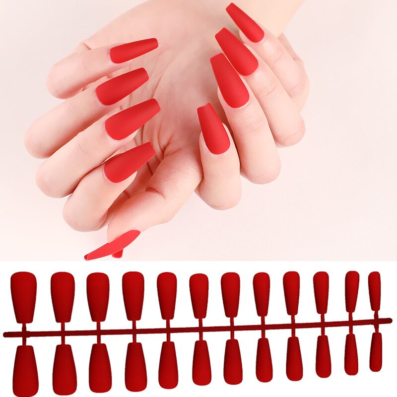 24pcs Fake Nails Solid Color