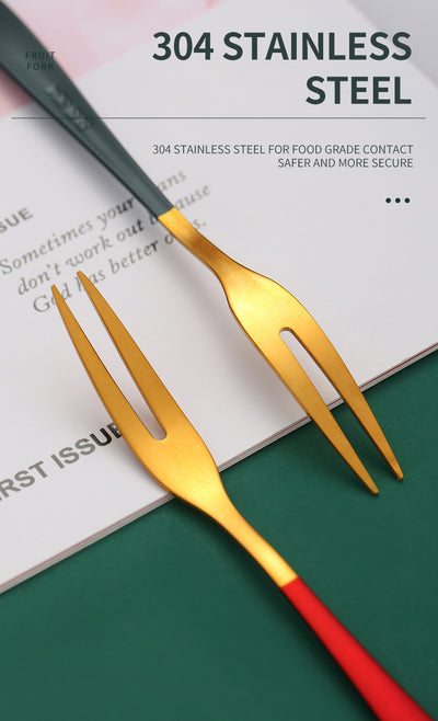Stainless Steel Gold Fruit Fork Set