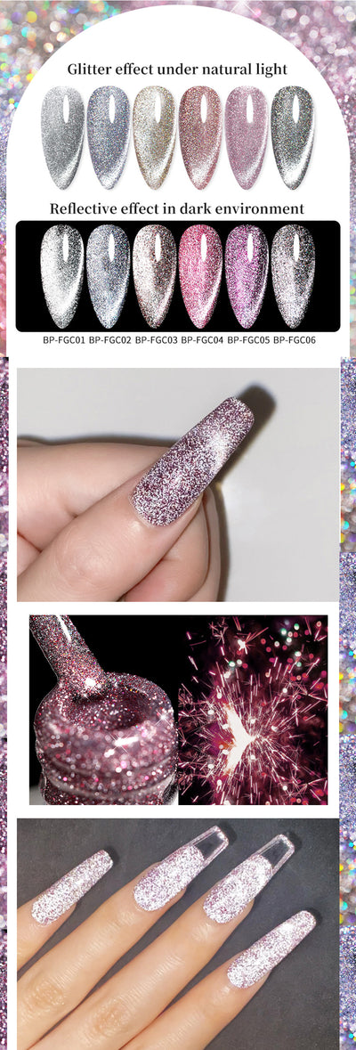 Reflective Gel Nail Polish with Glitter