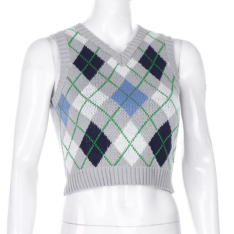 Argyle Style Knitted Top