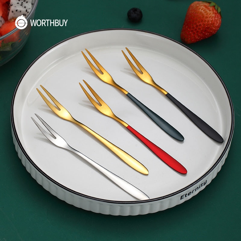 Stainless Steel Gold Fruit Fork Set