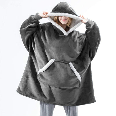 Plaid Hooded Fluffy Fleece Sofa Jacket