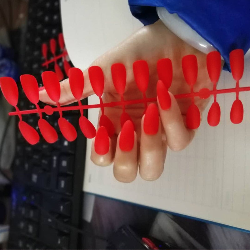 24pcs Fake Nails Solid Color