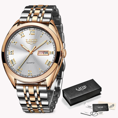 Top Fashion Stainless Steel Waterproof Gold Watch