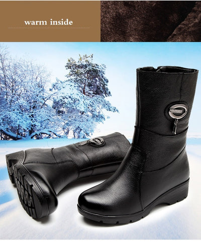 Fashion Crystal Boots Genuine Leather