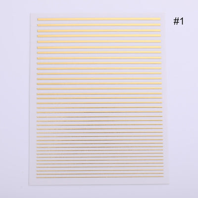3D Gold Curve Stripe Line Nail Sticker
