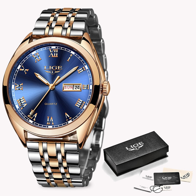 Top Fashion Stainless Steel Waterproof Gold Watch