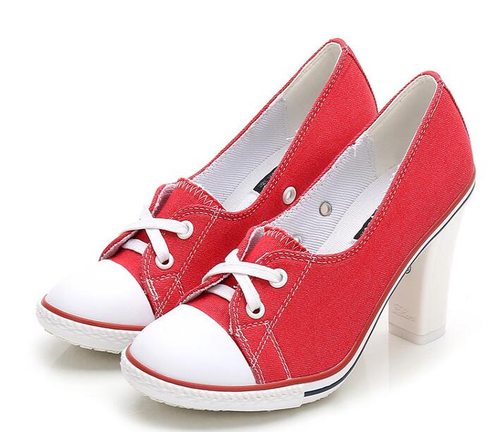 2023 Pumps Style Denim High Heel Canvas Shoes Size 6-6.5