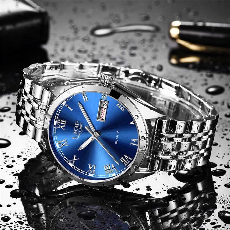 Top Fashion Stainless Steel Waterproof Gold Watch