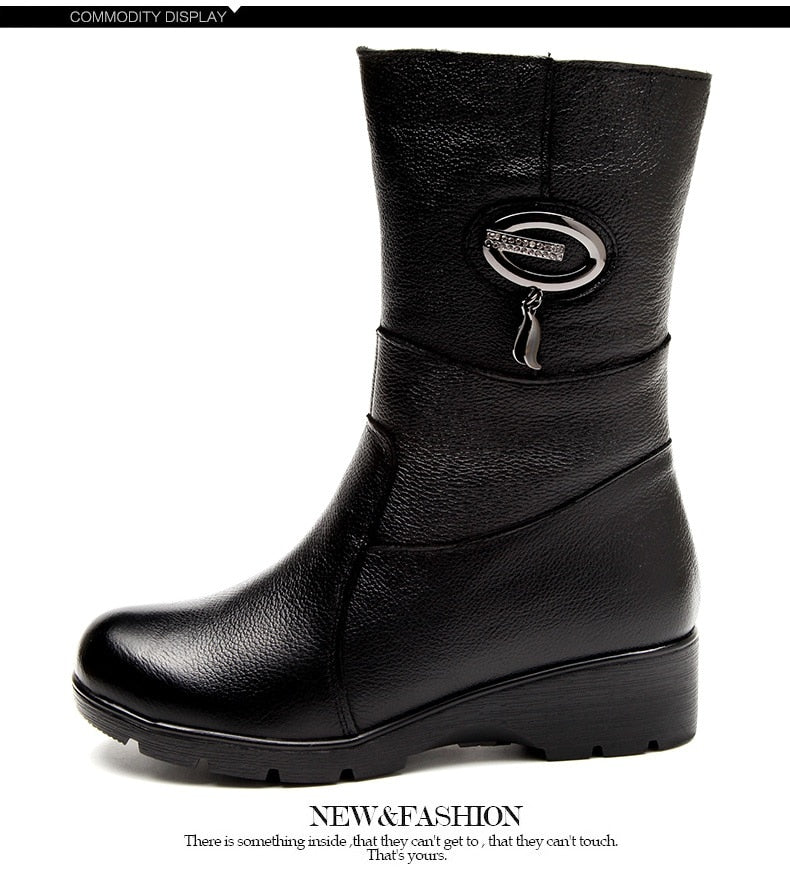 Fashion Crystal Boots Genuine Leather