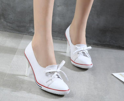 2023 Pumps Style Denim High Heel Canvas Shoes Size 6-6.5